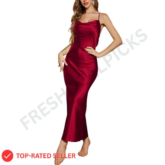Satin Slip Dress Elegant Minimal Chic Evening Party Wear Adjustable Straps